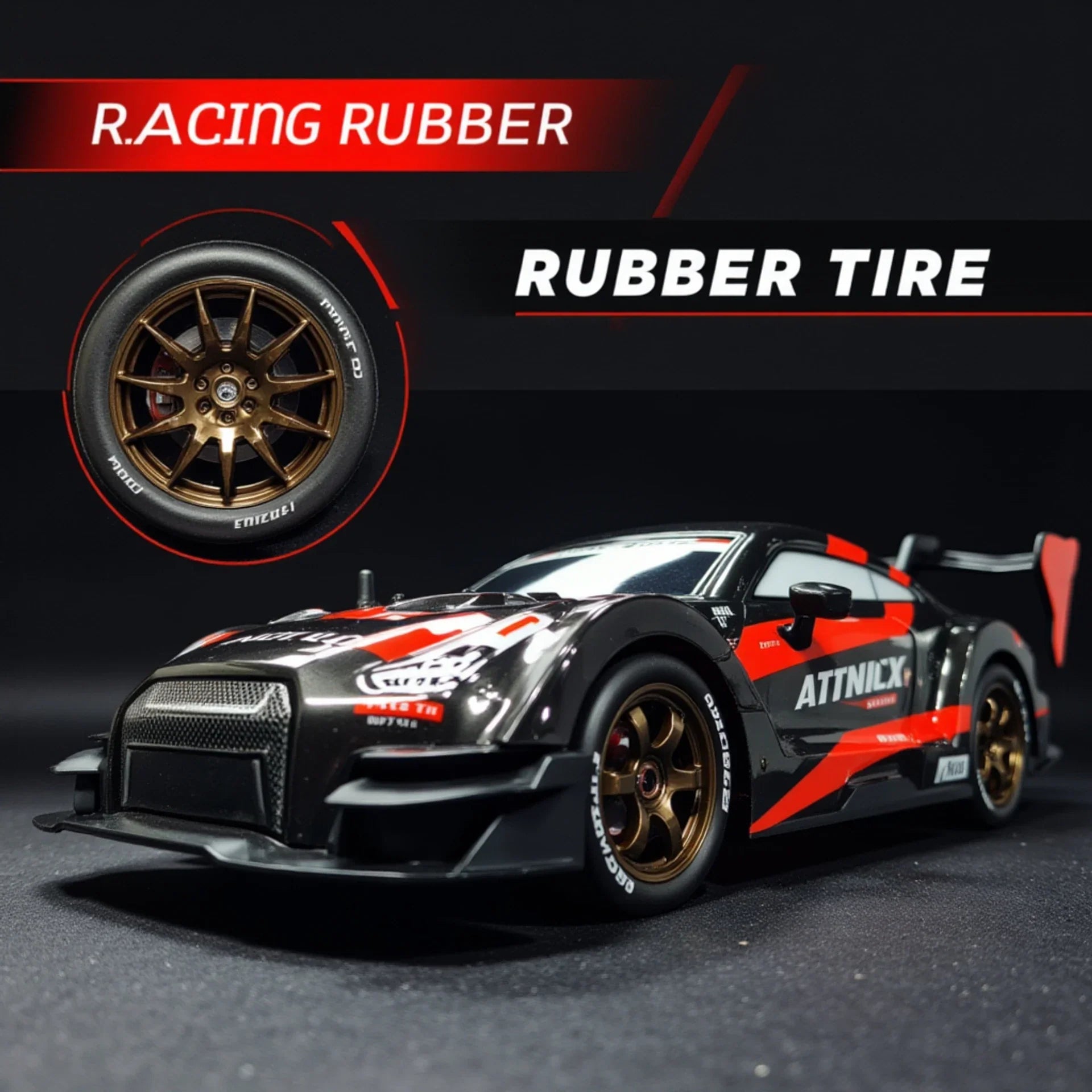 High-Speed Drift RC Car – 25 km/h, 4X4 (1:16)• Fiber Black edition