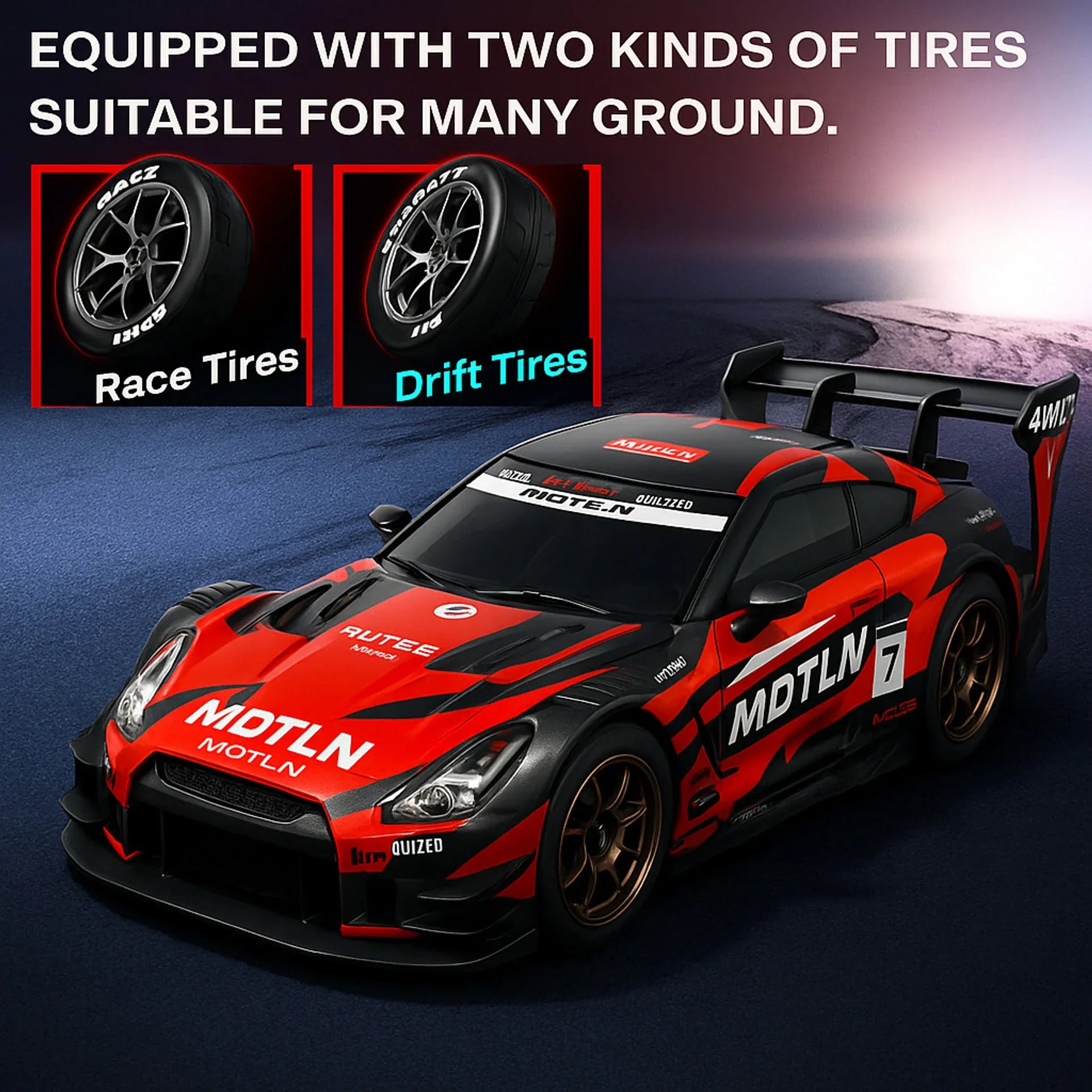 High-Speed Drift RC Car – 25 km/h, 4X4 (1:16)• Fiber Red edition